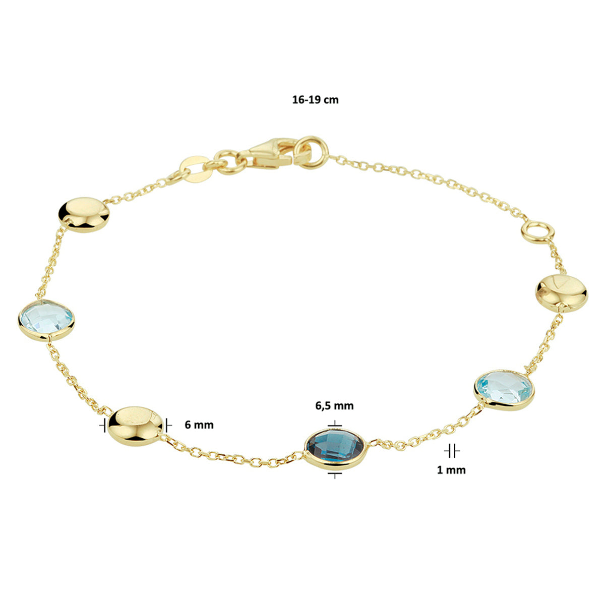 Armband topaas 16 - 19 cm 14k geelgoud