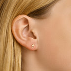 Oorknoppen kruis 14k geelgoud