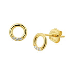 Oorknoppen rondje zirkonia 14k geelgoud