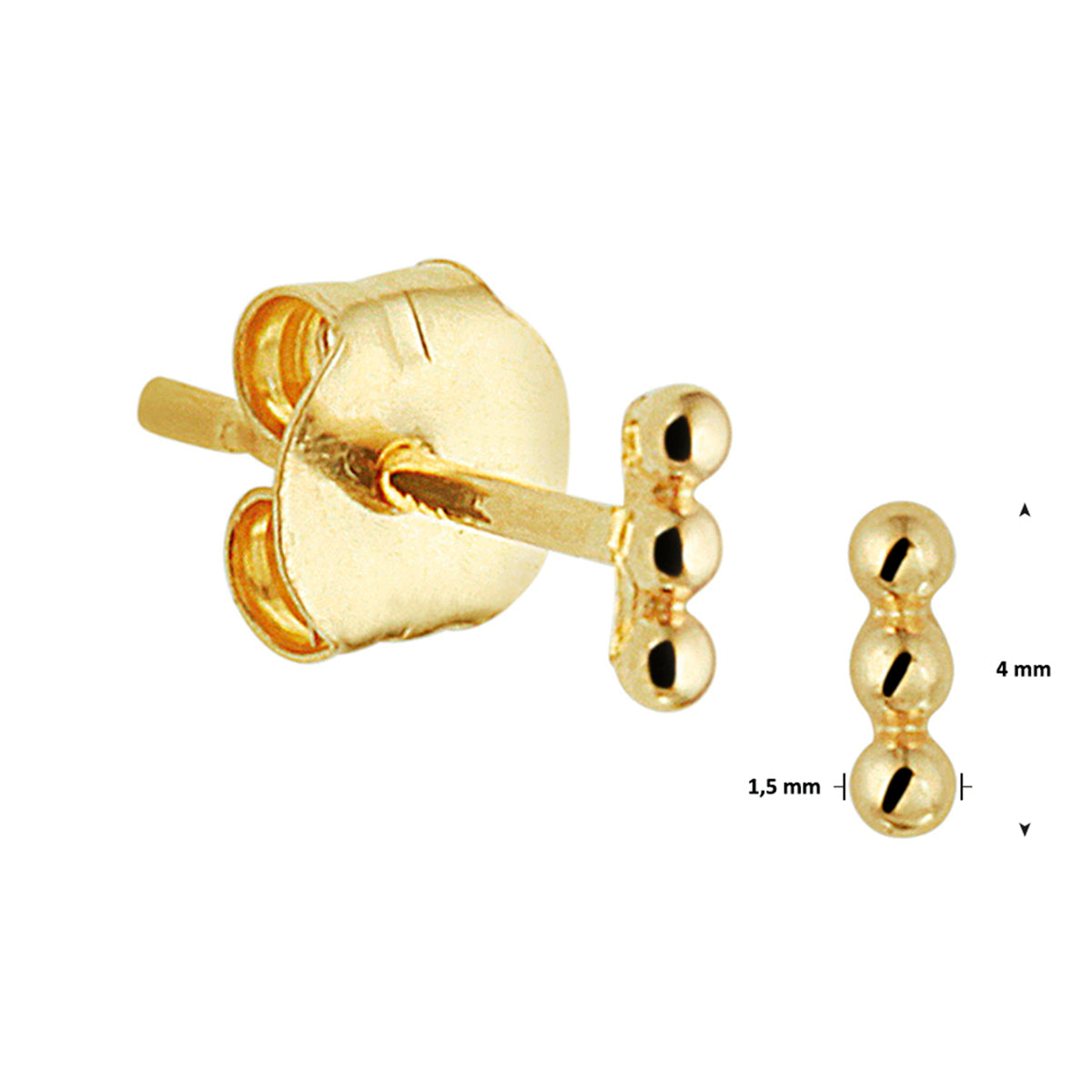 Oorknoppen bolletjes 14k geelgoud