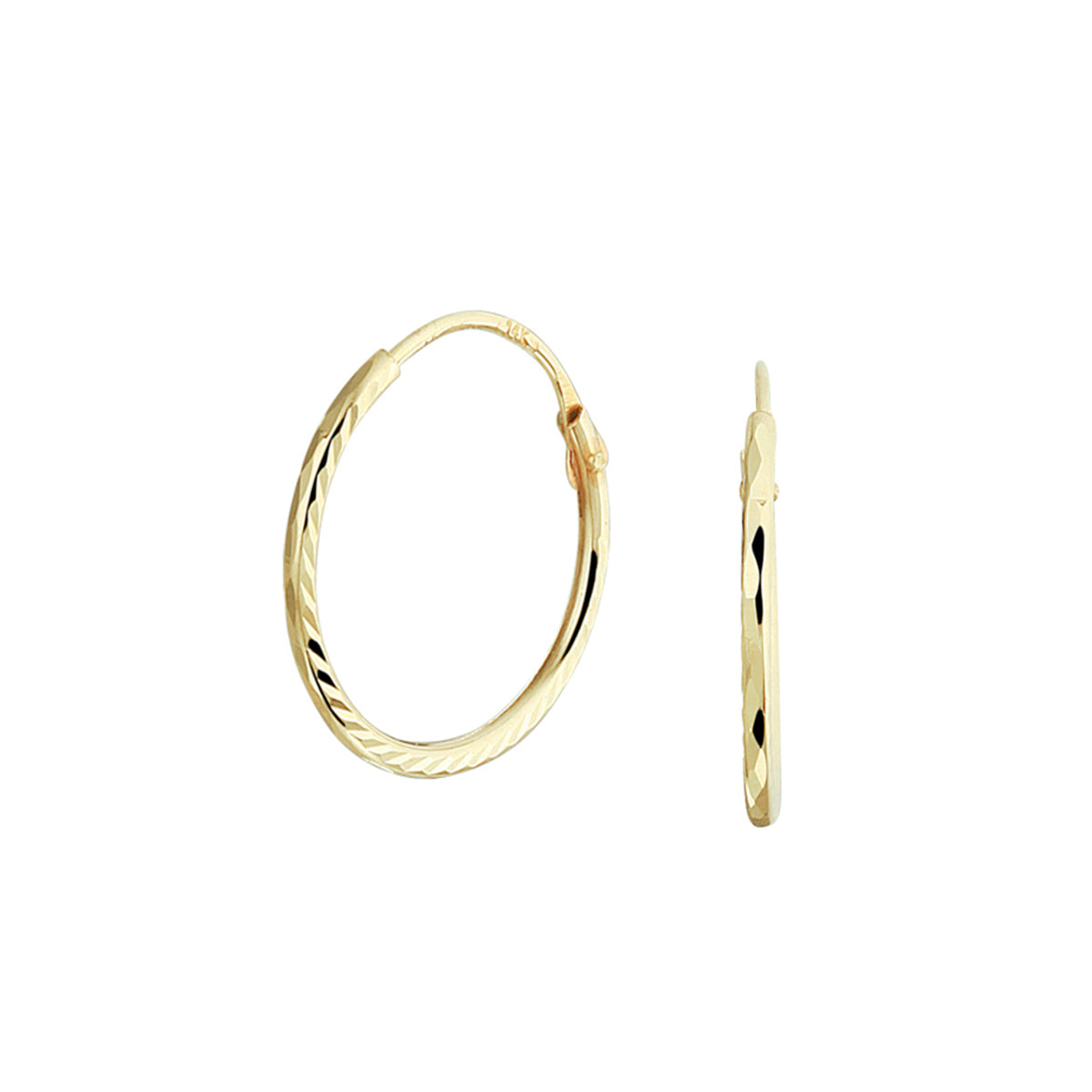 Oorringen gediamanteerd 14k geelgoud