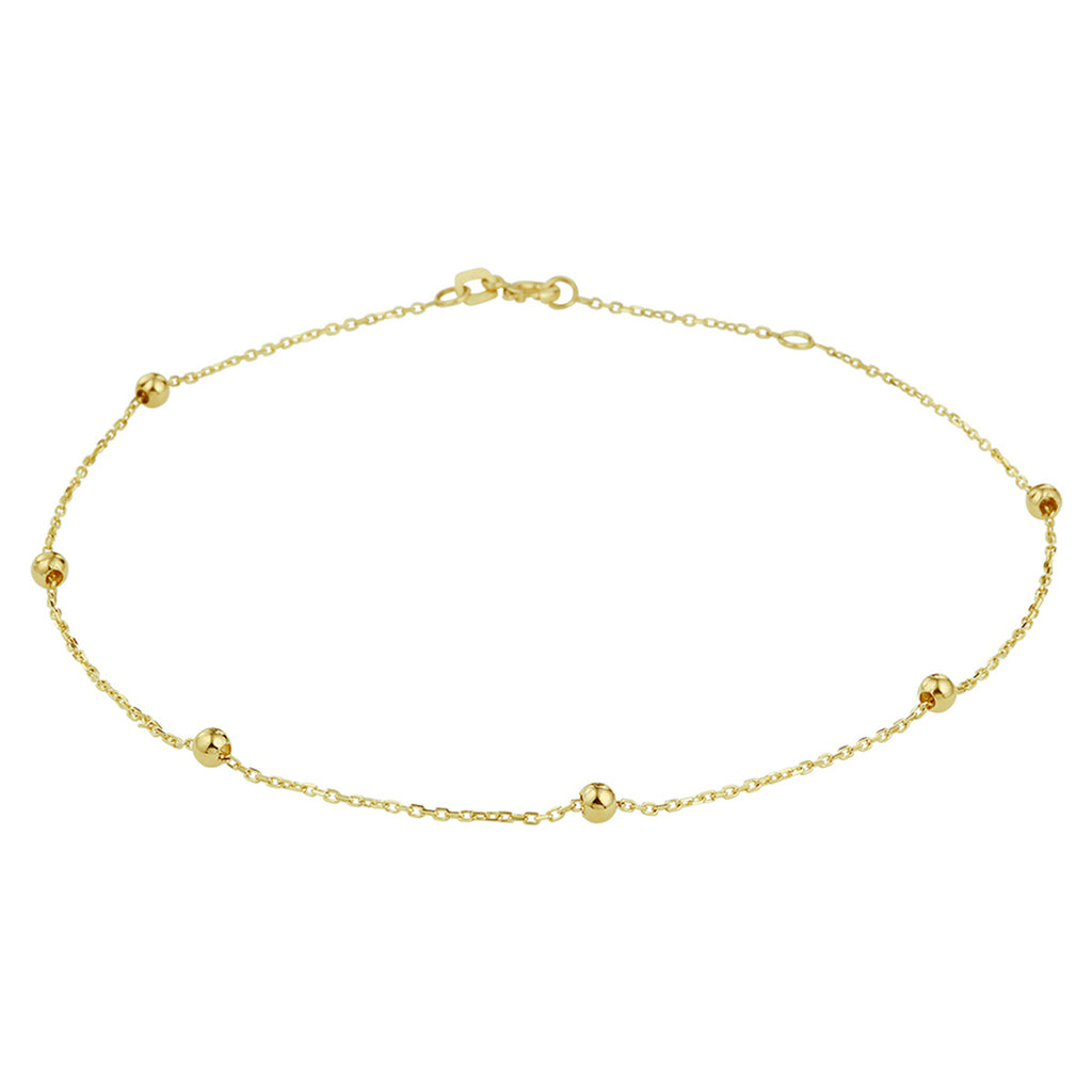 Enkelbandje bolletjes 1,0 mm 24 - 26 cm 14k geelgoud