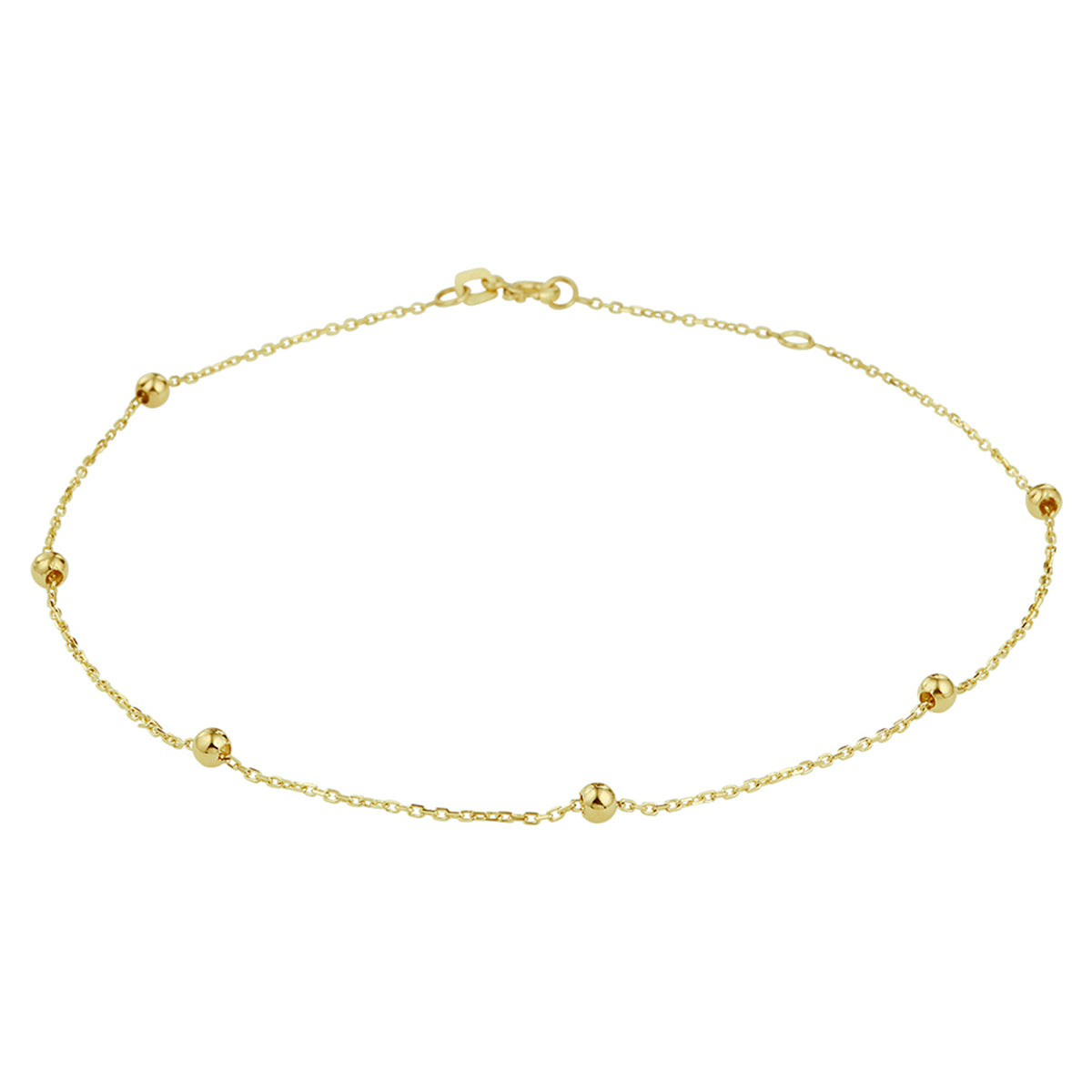Enkelbandje bolletjes 1,0 mm 24 - 26 cm 14k geelgoud