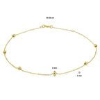 Enkelbandje bolletjes 1,0 mm 24 - 26 cm 14k geelgoud