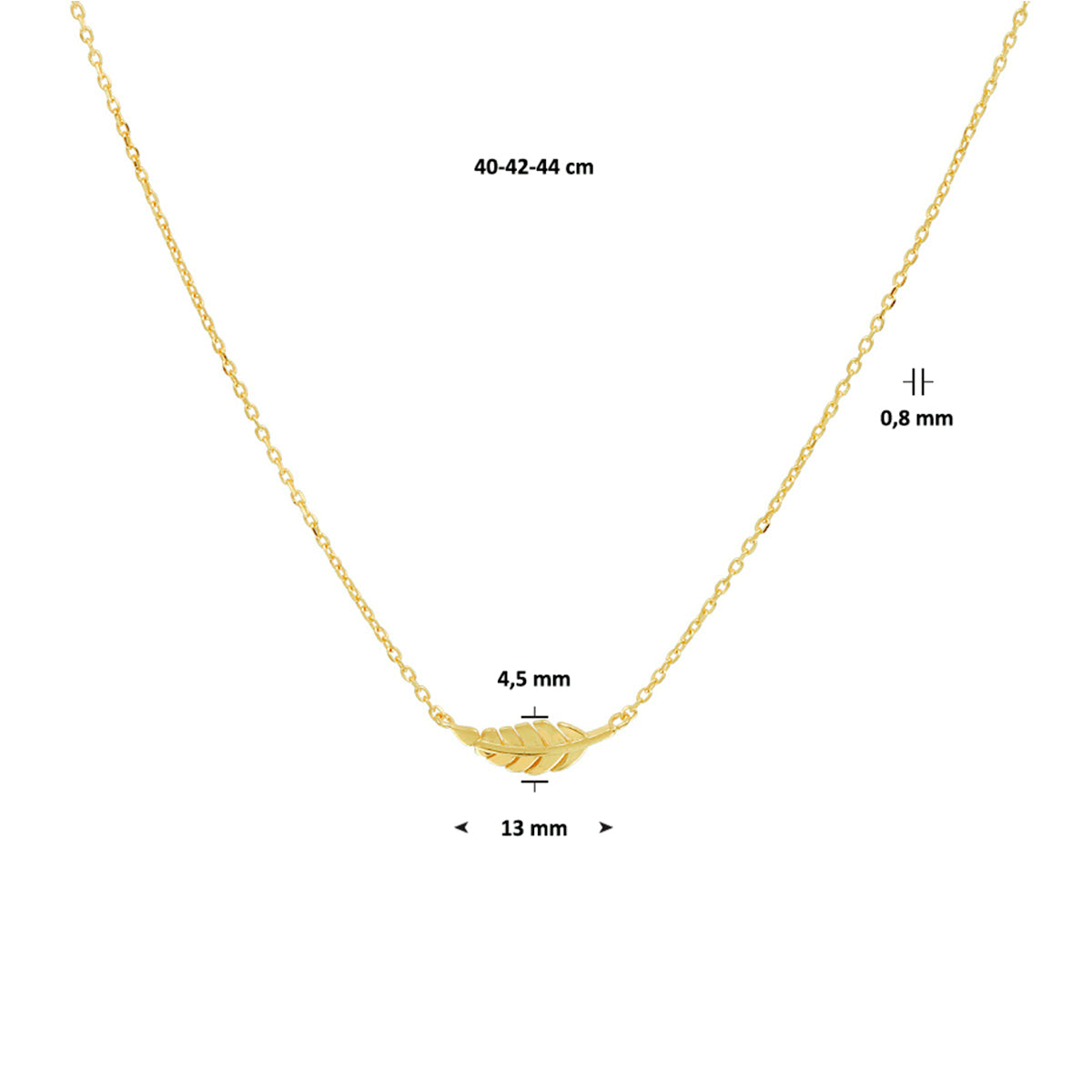 Collier veer 0,8 mm 40 - 42 - 44 cm 14k geelgoud