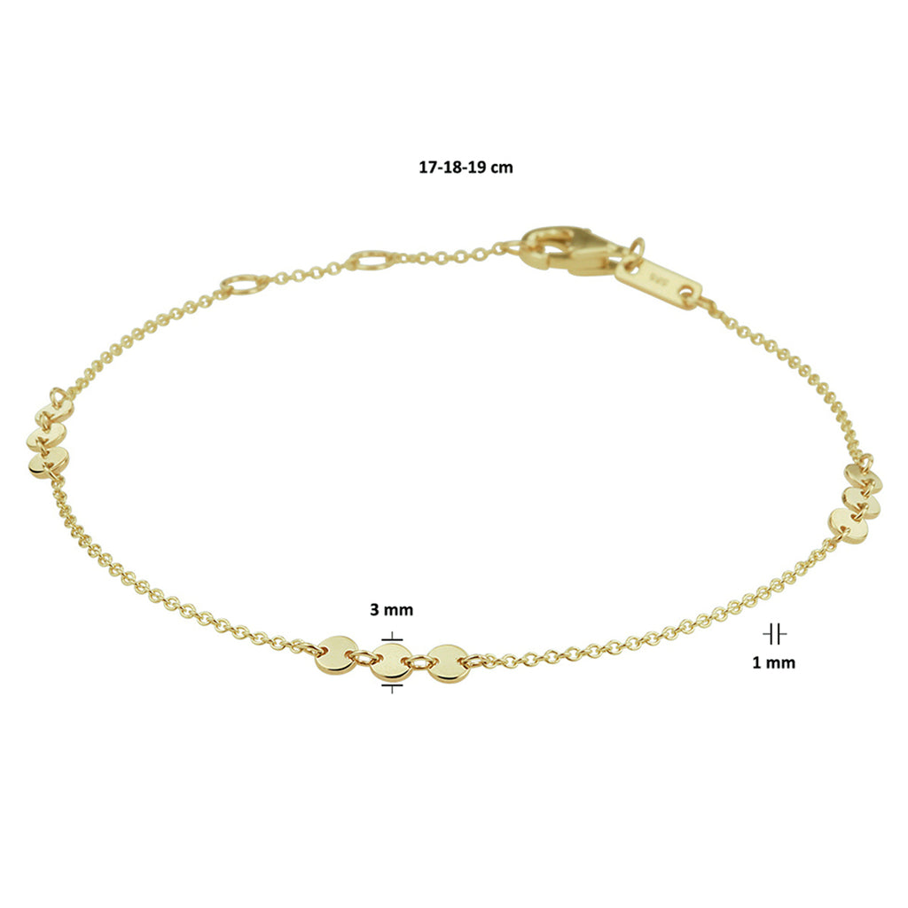 Armband rondjes 17 - 18 - 19 cm 14k geelgoud