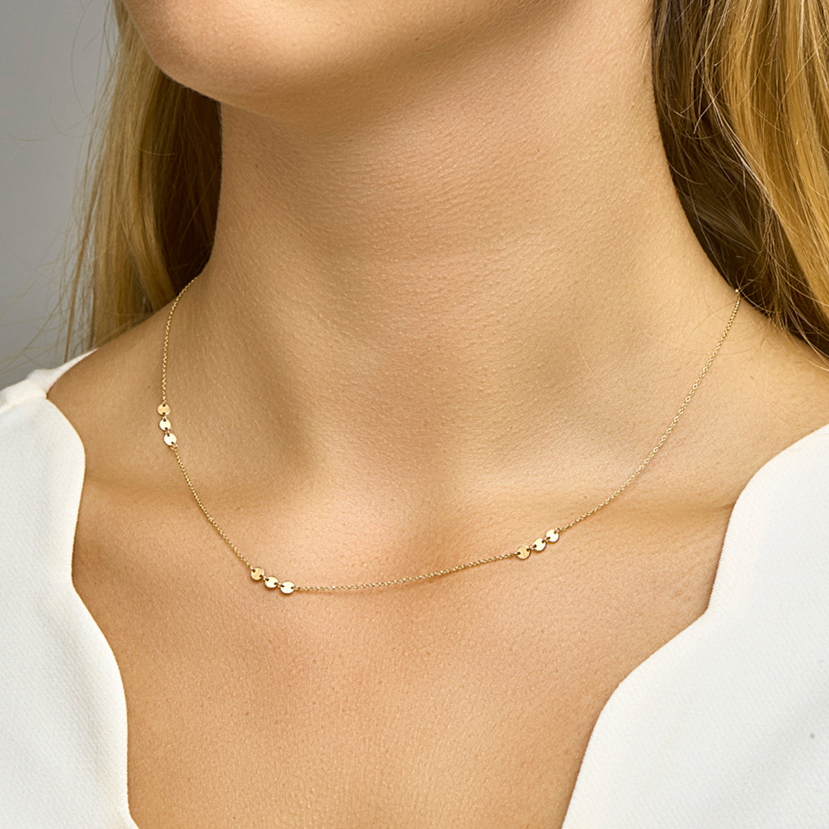 Collier rondjes 41 - 43 - 45 cm 14k geelgoud