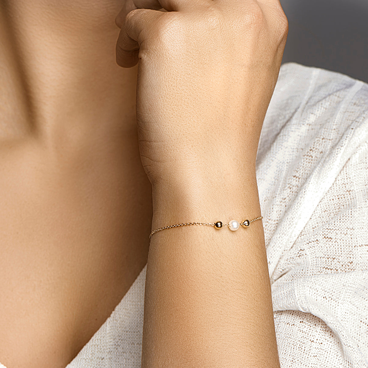 Armband parel 17 - 19 cm 14k geelgoud