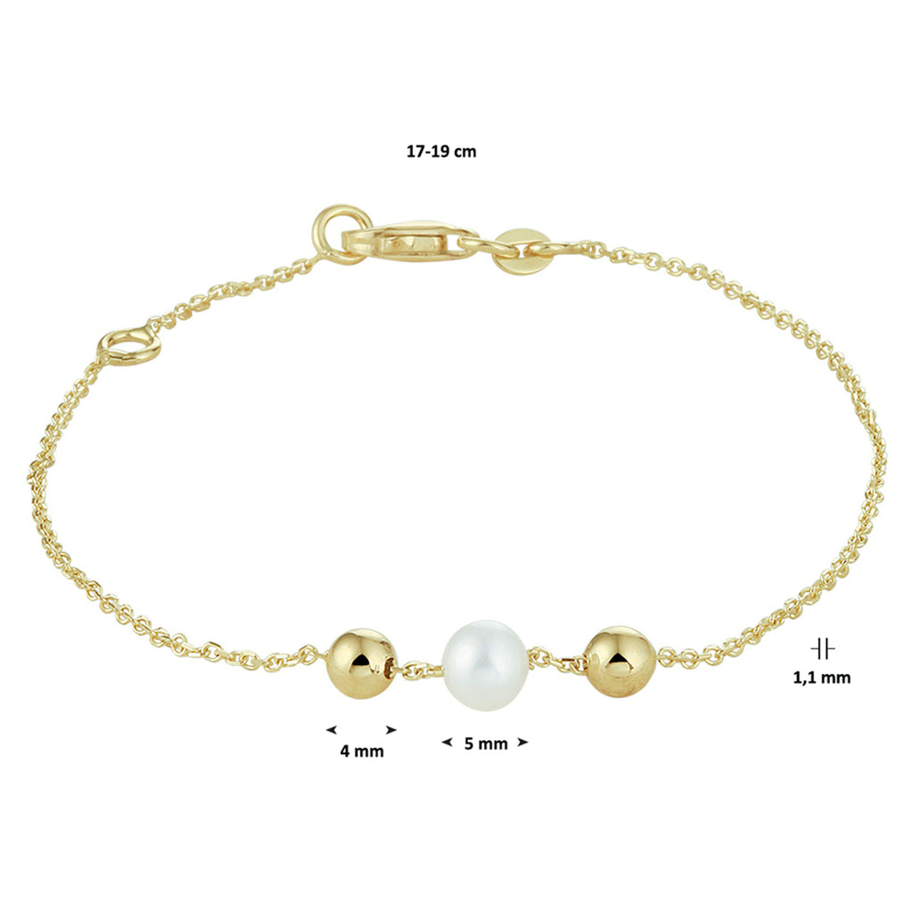Armband parel 17 - 19 cm 14k geelgoud
