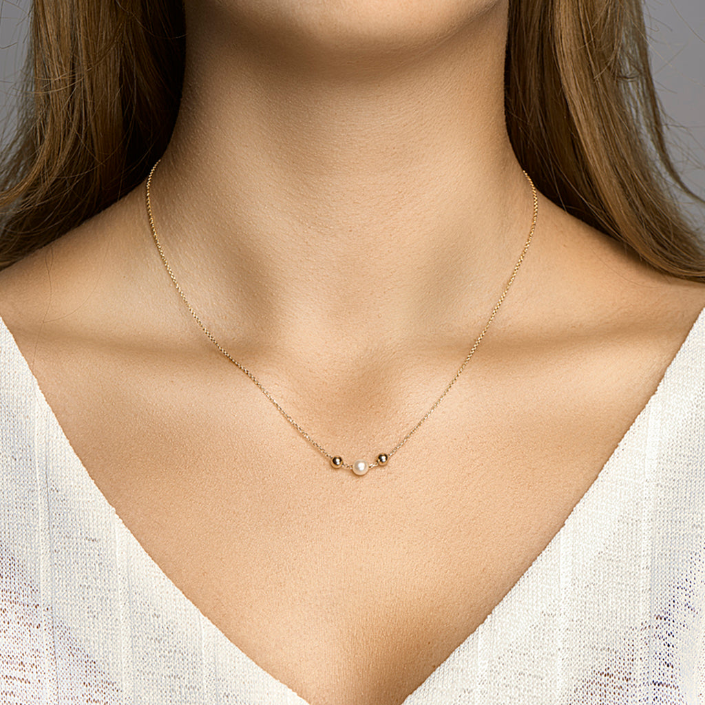 Collier parel 42 - 45 cm 14k geelgoud