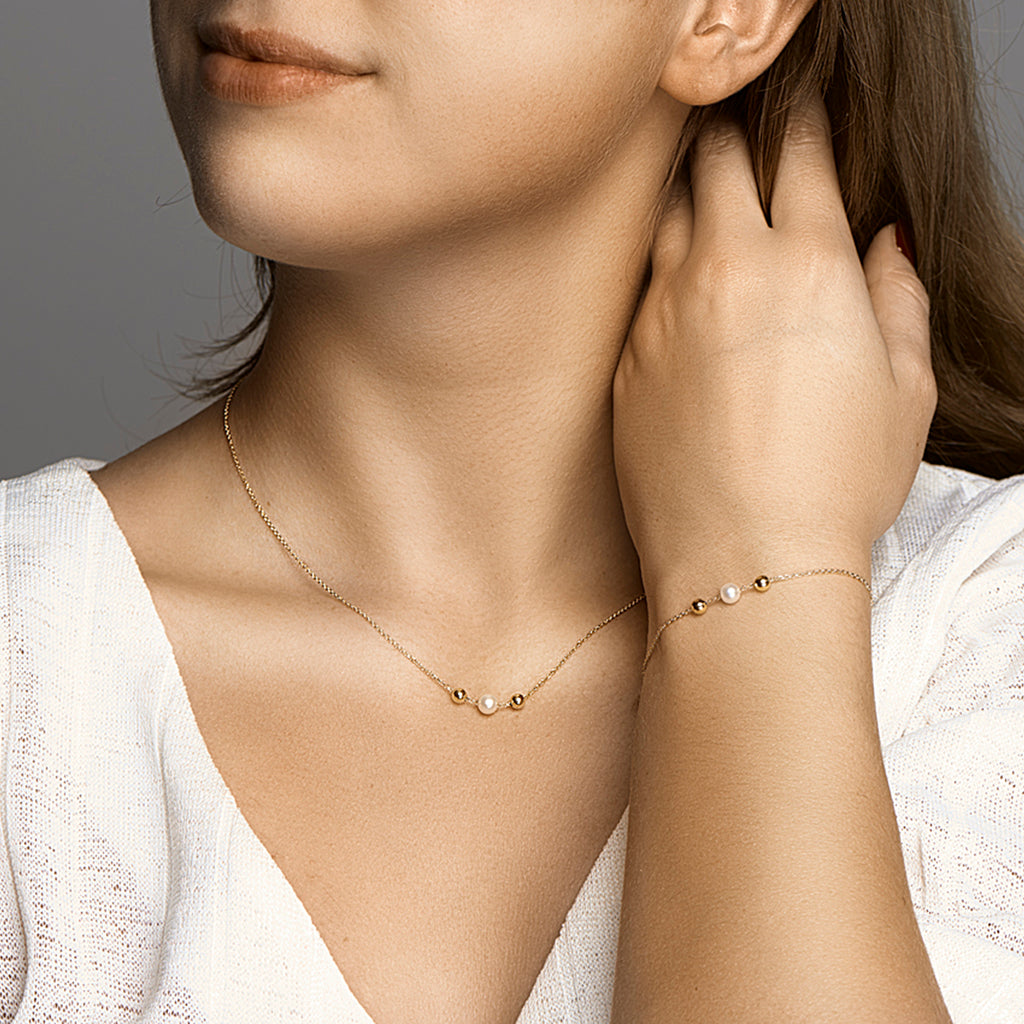 Collier parel 42 - 45 cm 14k geelgoud