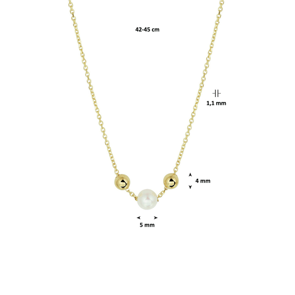 Collier parel 42 - 45 cm 14k geelgoud