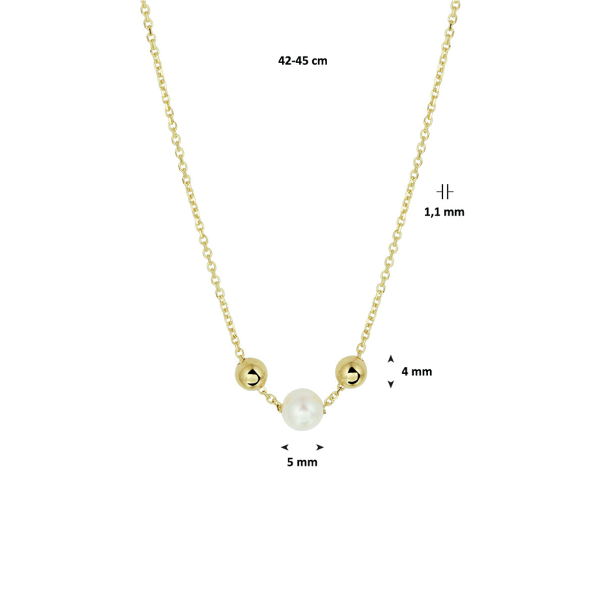 Collier parel 42 - 45 cm 14k geelgoud