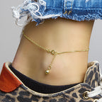 Enkelbandje singapore 1,4 mm 24 - 26 cm 14k geelgoud