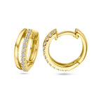 Klapoorringen zirkonia 14k geelgoud