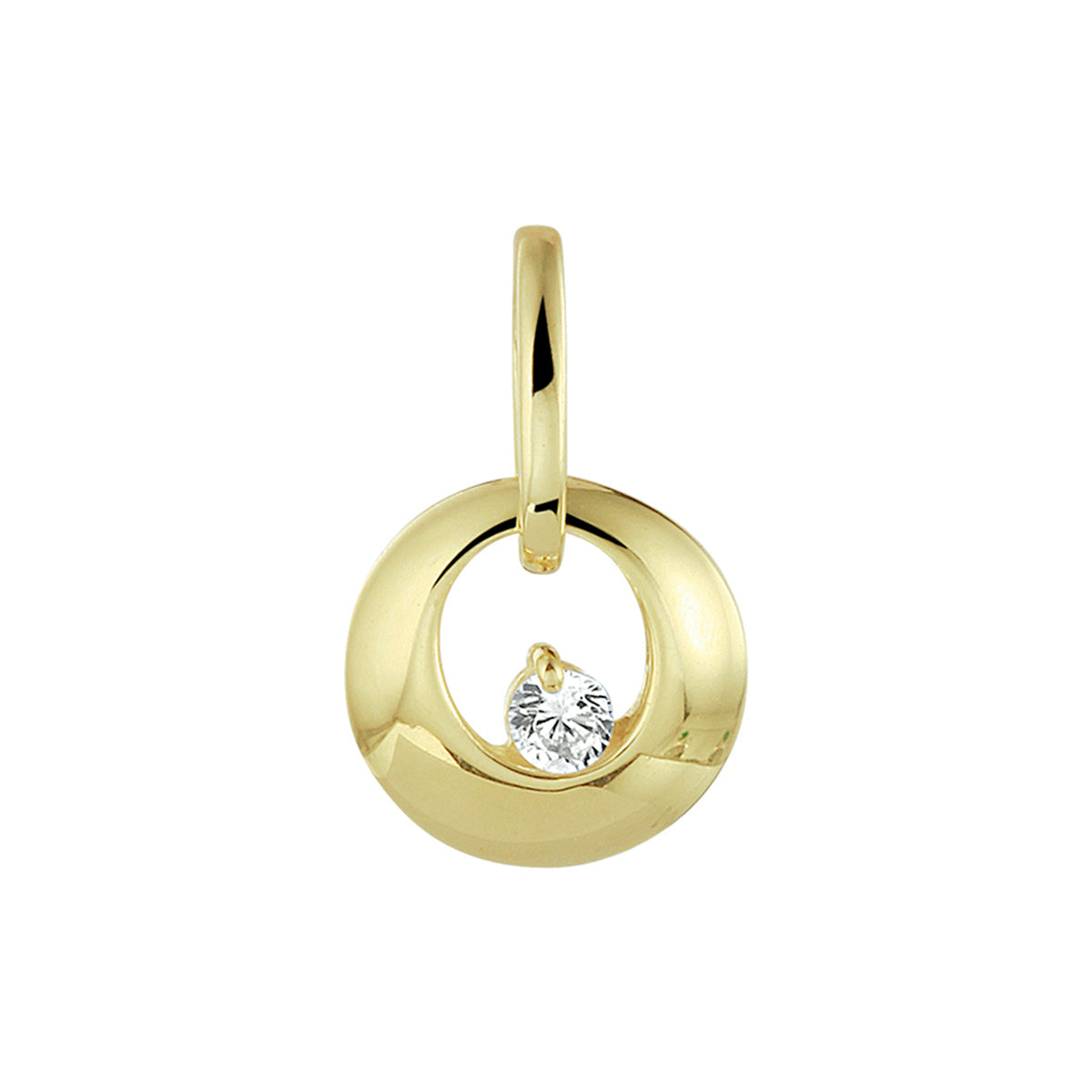 Hanger rondje zirkonia 14k geelgoud