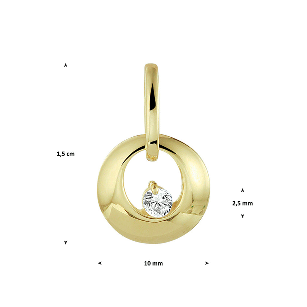 Hanger rondje zirkonia 14k geelgoud