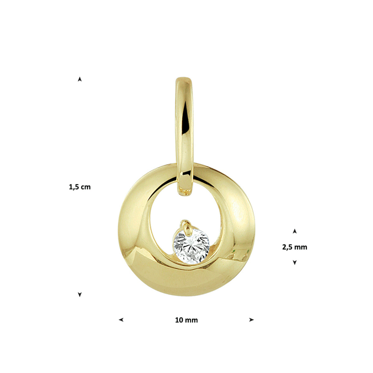 Hanger rondje zirkonia 14k geelgoud