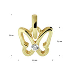 Hanger vlinder zirkonia 14k geelgoud