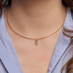 Hanger zirkonia bicolor gestift 14k geelgoud