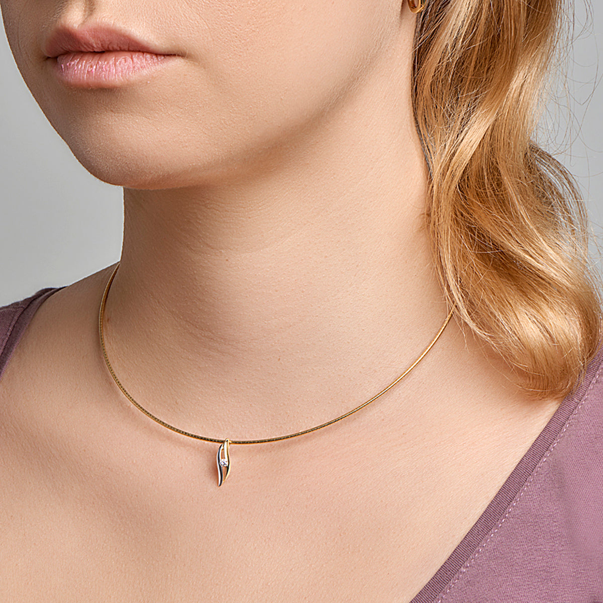 Hanger zirkonia bicolor gestift 14k geelgoud