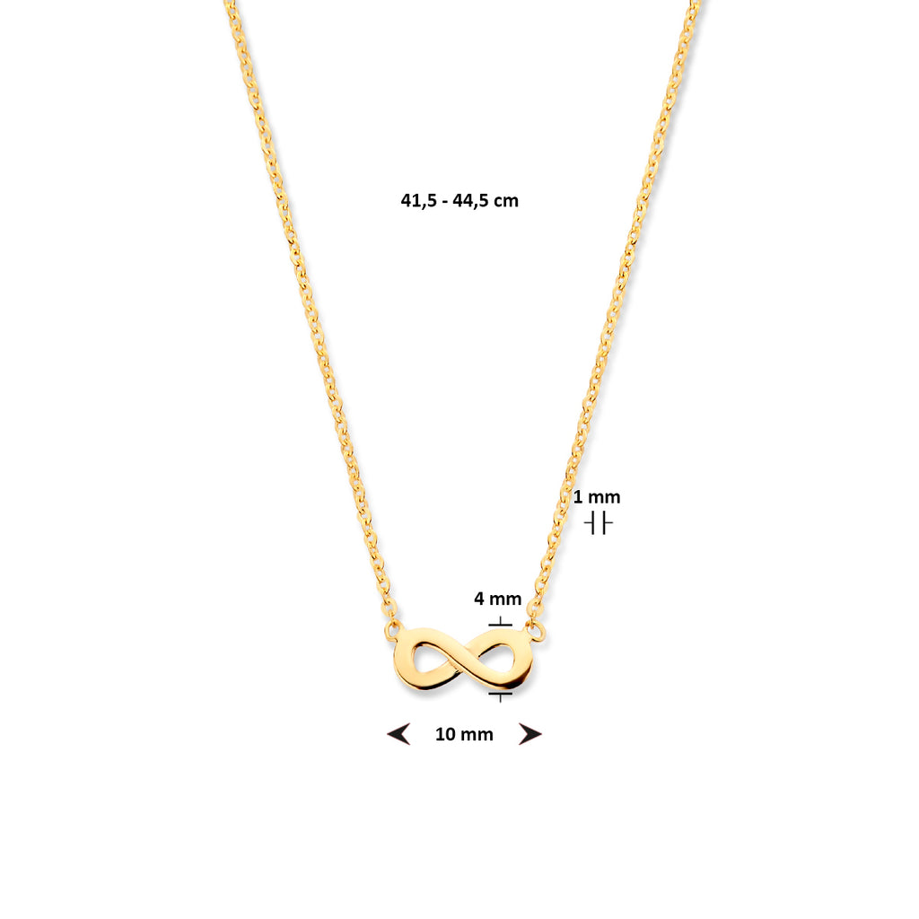 Collier infinity 41,5 - 44,5 cm 14k geelgoud