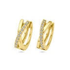 Klapoorringen zirkonia 14k geelgoud