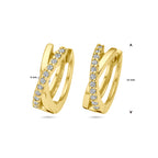 Klapoorringen zirkonia 14k geelgoud