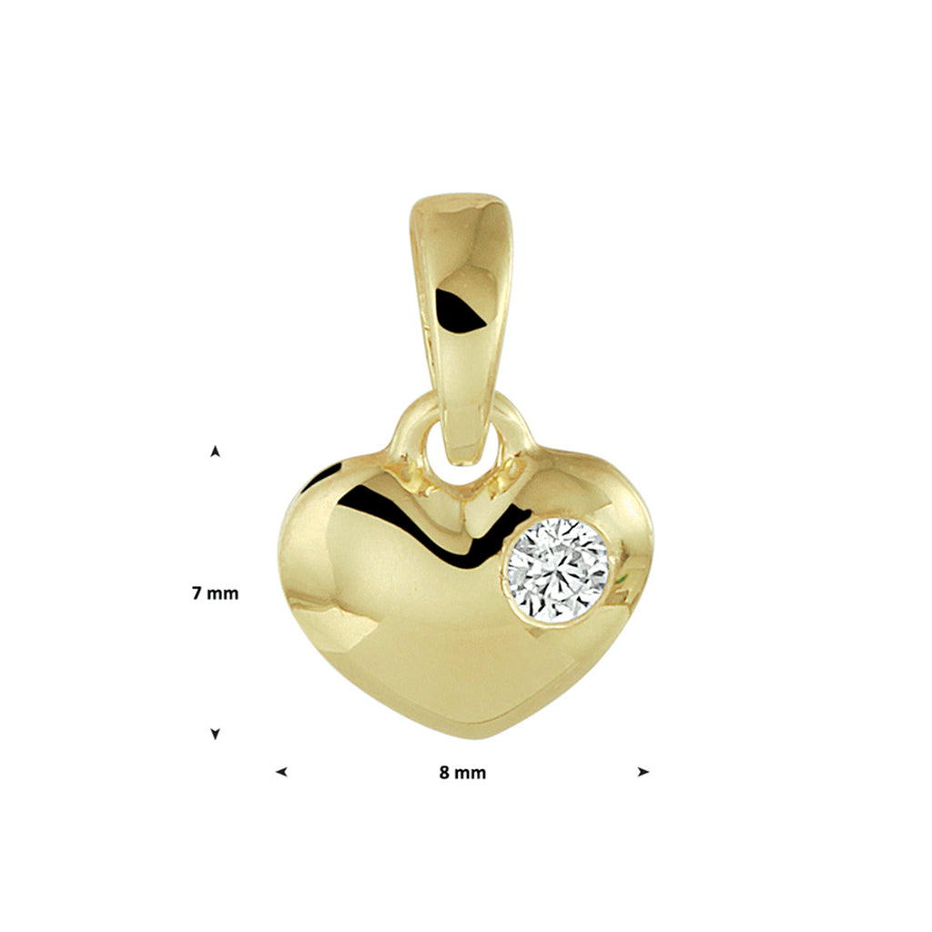 Hanger hart zirkonia 14k geelgoud