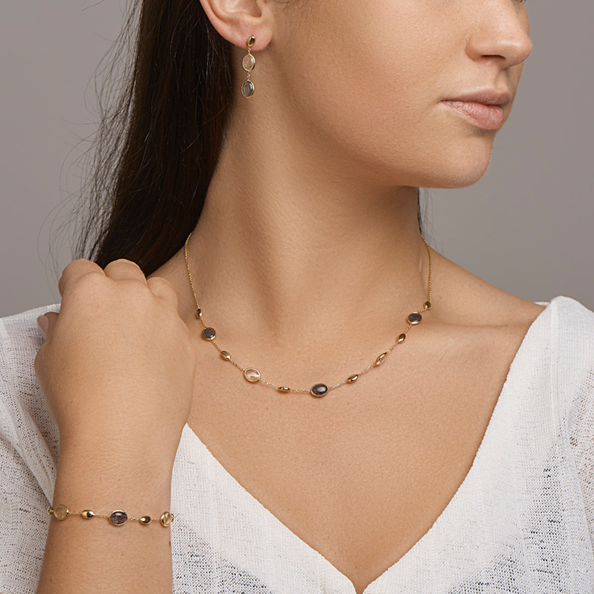 Oorhangers rutiel kwarts 14k geelgoud