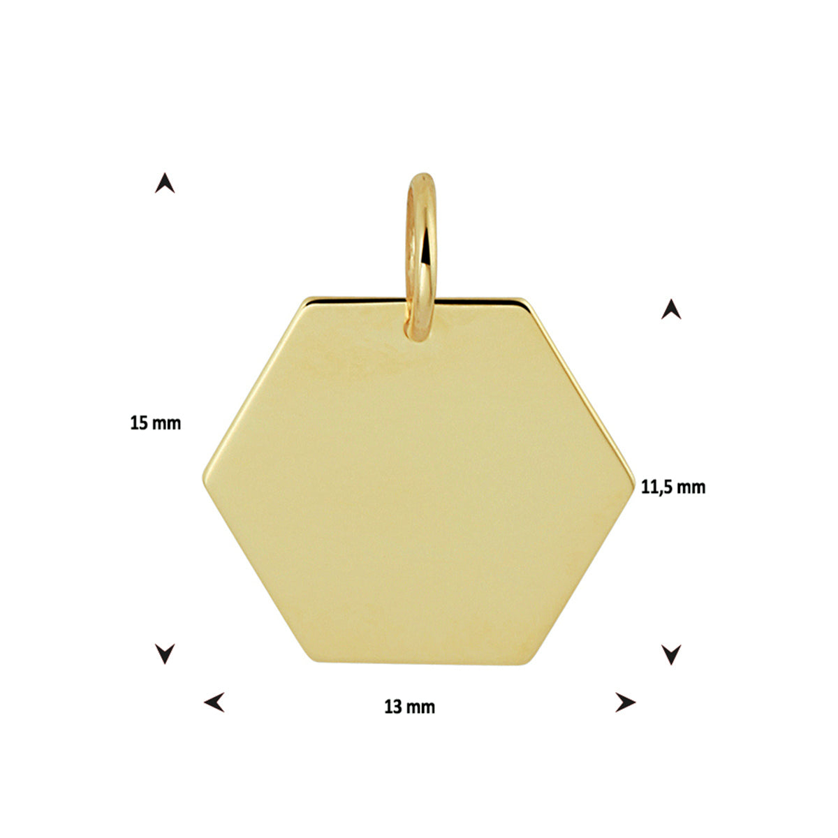 Graveerhanger zeshoek 14k geelgoud