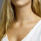 Collier kruis 41 + 4 cm 14k geelgoud