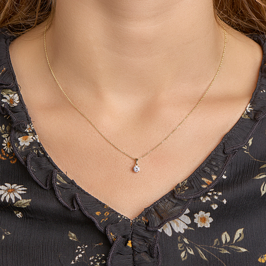 Hanger zirkonia 14k geelgoud