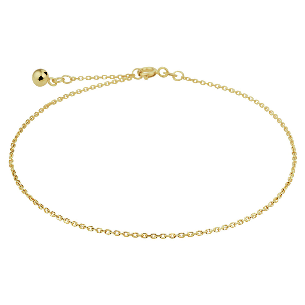 Enkelbandje anker gediamanteerd 1,3 mm 24 - 26 cm 14k geelgoud