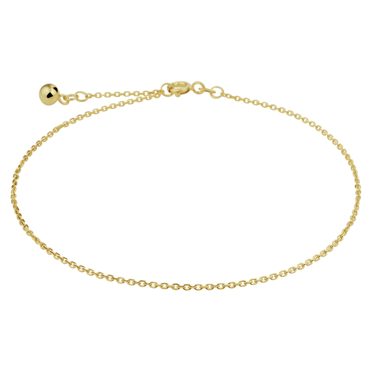 Enkelbandje anker gediamanteerd 1,3 mm 24 - 26 cm 14k geelgoud