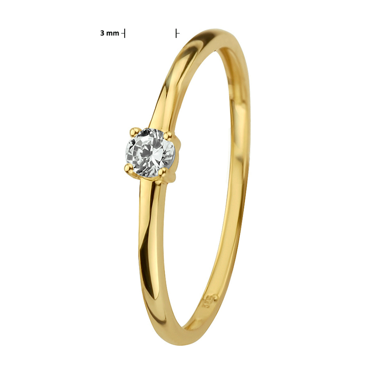 Ring zirkonia 14k geelgoud