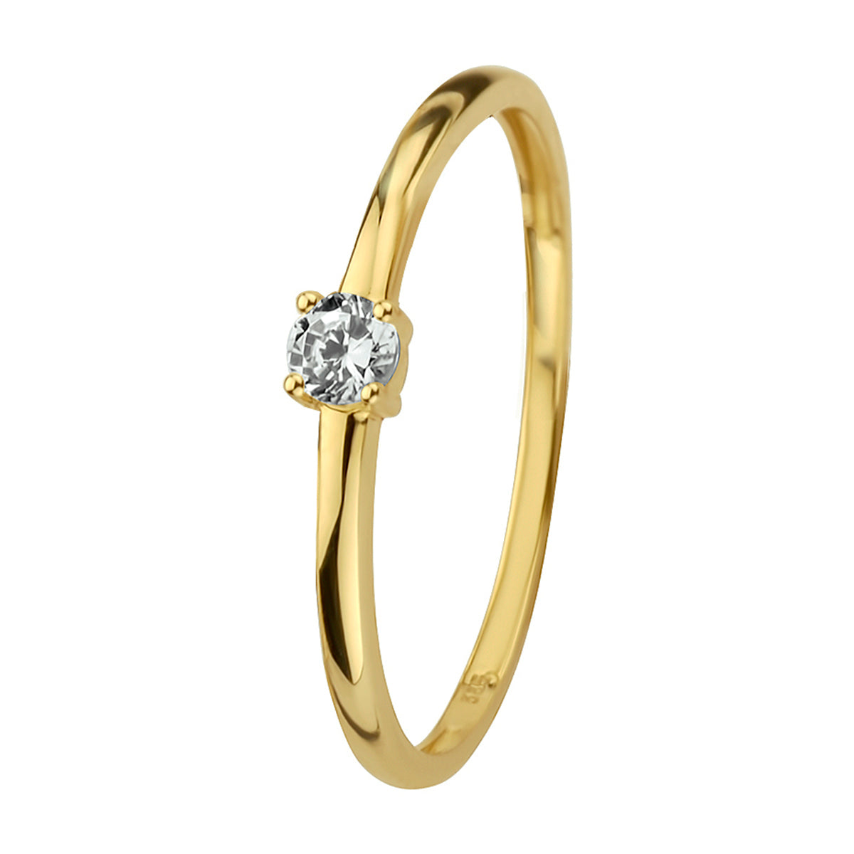 Ring zirkonia 14k geelgoud