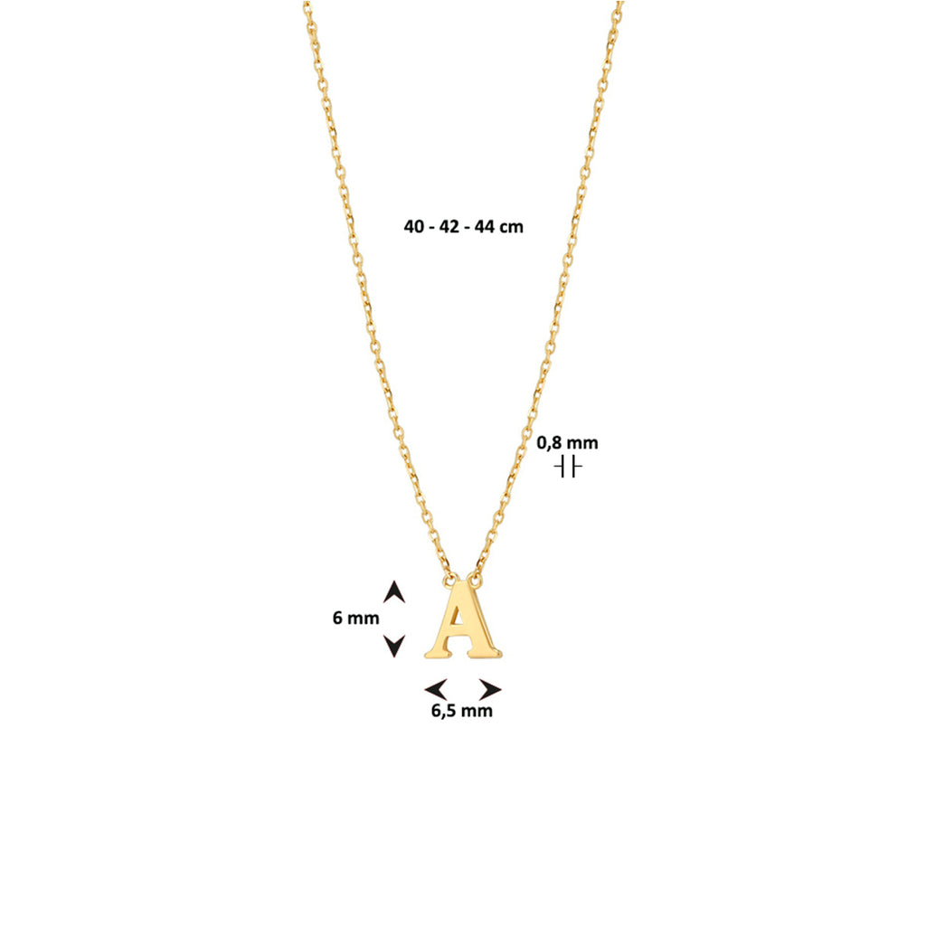 Collier letter 40 - 42 - 44 cm 14k geelgoud