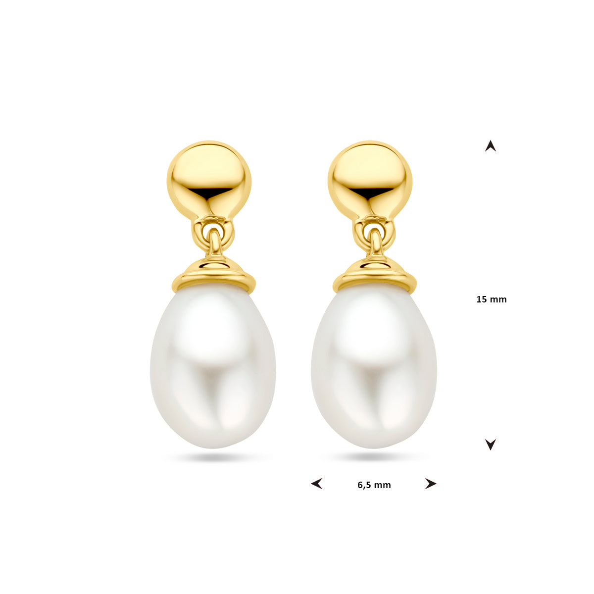 Oorhangers parel 14k geelgoud