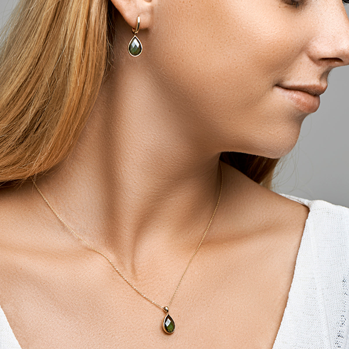 Hanger groen kwarts 14k geelgoud