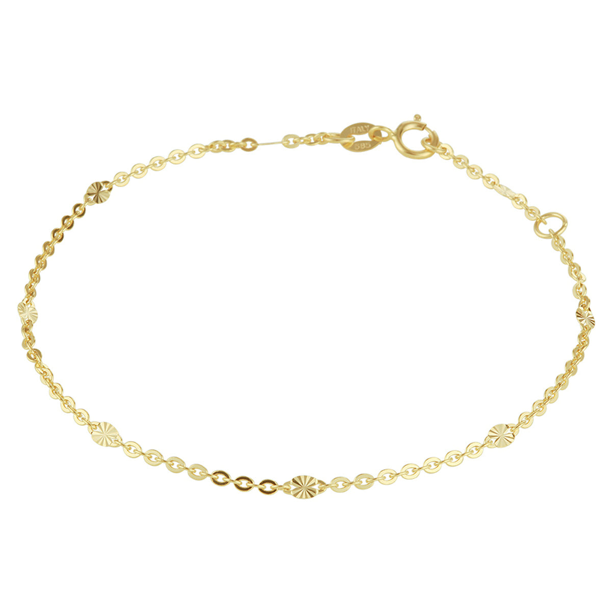 Enkelbandje 2,3 mm 24 - 26 cm 14k geelgoud