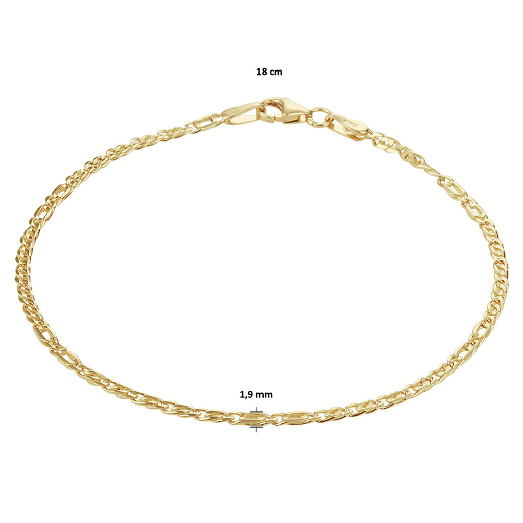 Armband valkenoog 1,9 mm 14k geelgoud