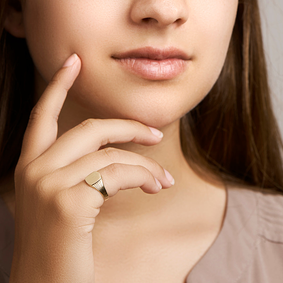 Graveerring poli/mat 14k geelgoud