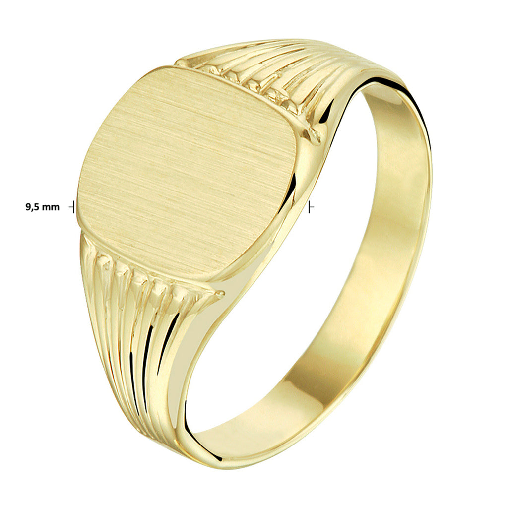 Graveerring poli/mat 14k geelgoud