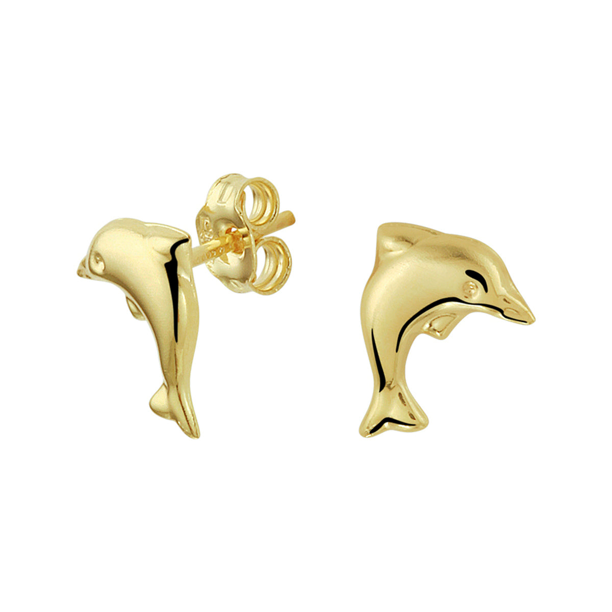 Oorknoppen dolfijn 14k geelgoud