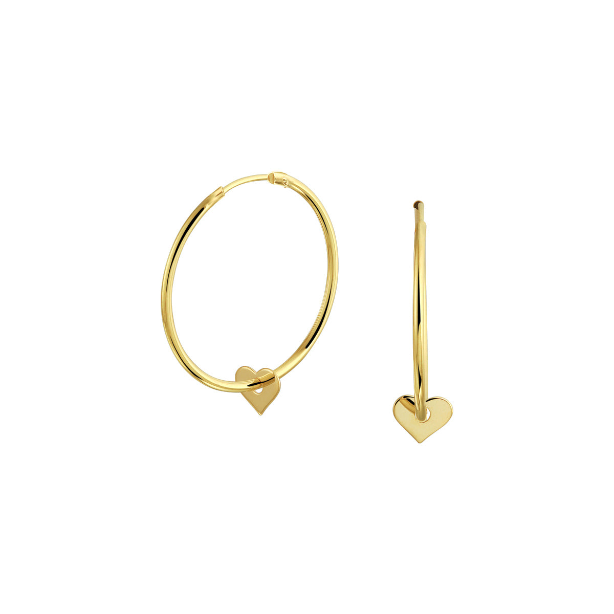 Oorringen hart 14k geelgoud