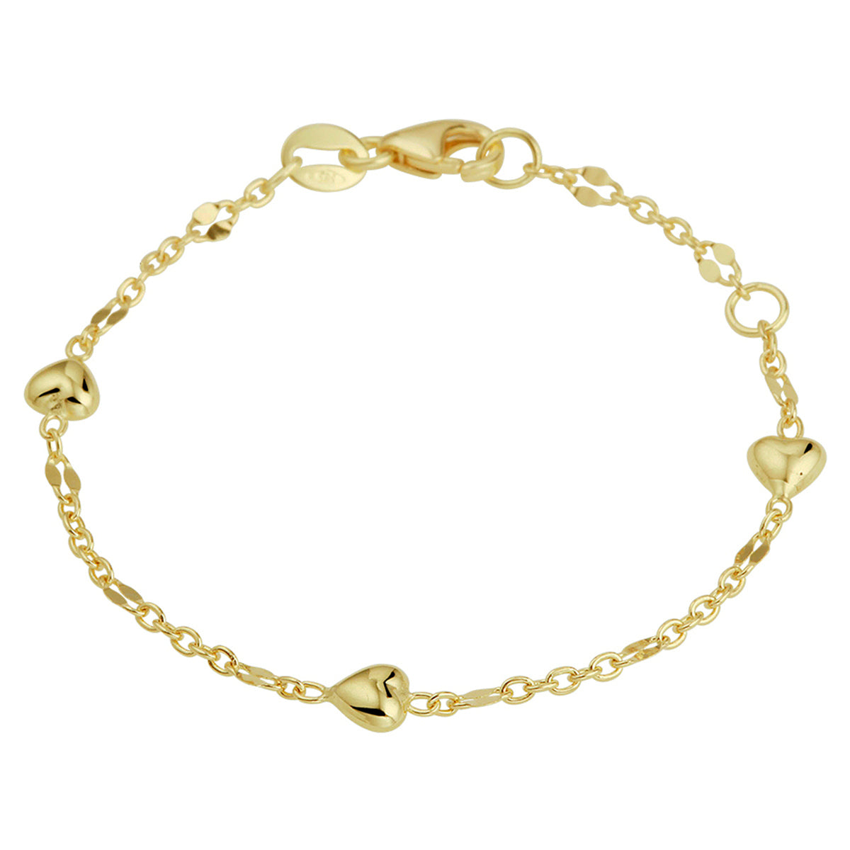Armband hartjes 11 - 13 cm 14k geelgoud