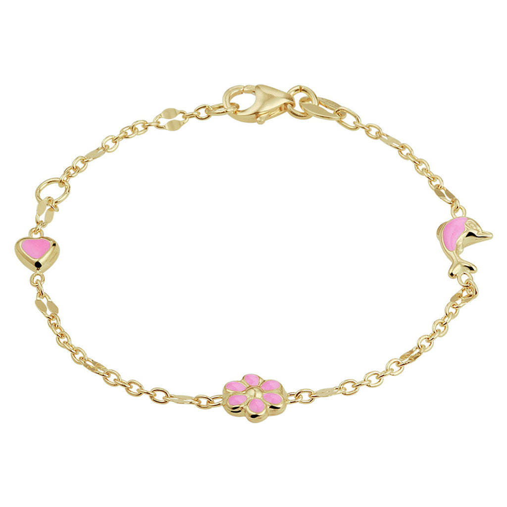 Armband diverse bedels 11 - 13 cm 14k geelgoud