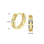 Klapoorringen zirkonia 14k geelgoud