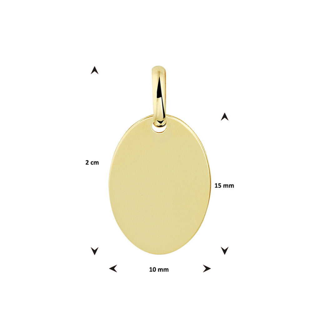Graveerhanger ovaal 14k geelgoud